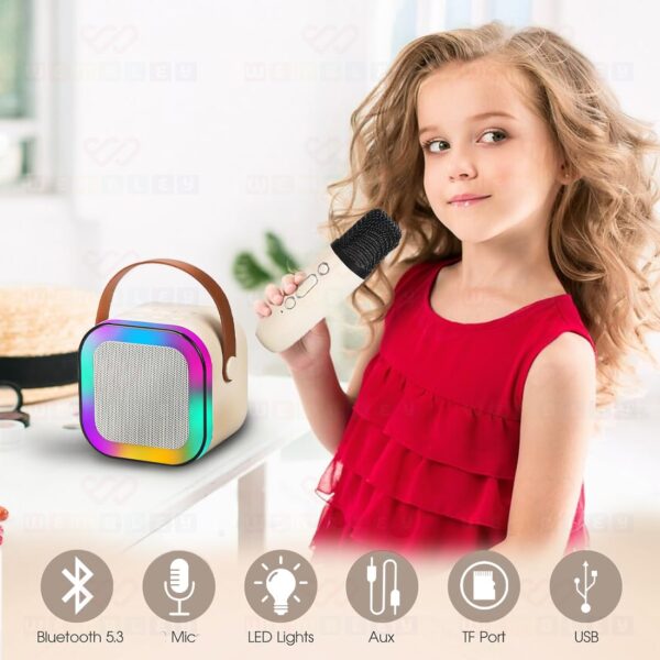 Wembley Rechargeable Karaoke Mic with Speaker for Singing | Wireless Mini Portable Bluetooth Speaker with Microphone & LED Lights | Cute Birthday Gift for Kids Musical Toys for Boys, Girls and Adults - Image 7