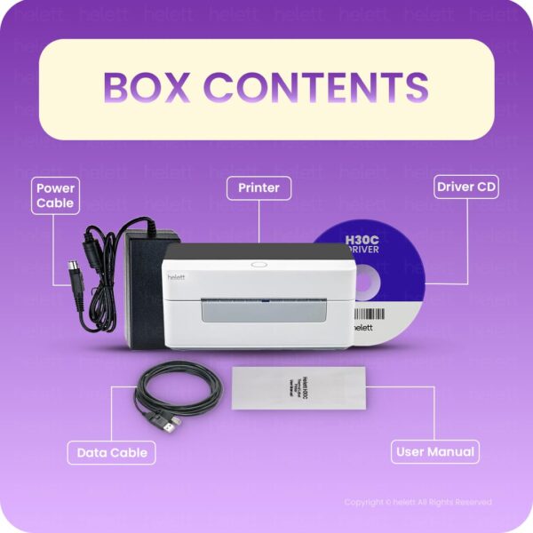 helett® H30C USB Direct Thermal 4×6 Shipping Label Printer(Barcode) Adjustable Label Size|203DPI Resolution|152mm/s Printing Speed Compatible with Windows,Mac,Linux Chrome OS|White(1Year Warranty) - Image 5