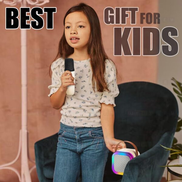 Wembley Rechargeable Karaoke Mic with Speaker for Singing | Wireless Mini Portable Bluetooth Speaker with Microphone & LED Lights | Cute Birthday Gift for Kids Musical Toys for Boys, Girls and Adults - Image 5