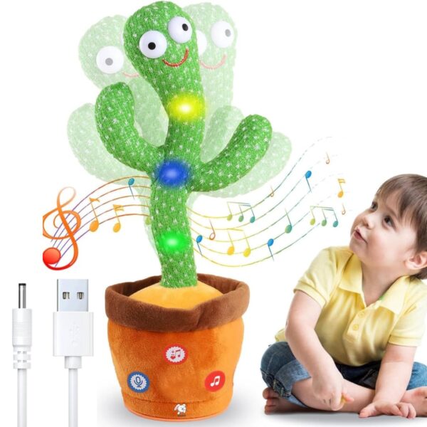 SHINETOY TikTok Dancing Cactus Plush Toy USB Charging,Sing 120pcs Songs,Recording, Repeats What You say, Colored Lights, Gifts for Boys and Girls