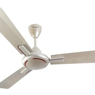 Havells 1200mm Ambrose ES Ceiling Fan|Premium Finish, Decorative Fan, Elegant Look, High Air Delivery, Energy Saving, 100% Pure Copper Motor|2 Year Warranty by Brand|(Pack of 1, Gold Mist Wood) 1 Star