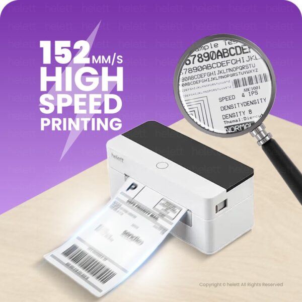 helett® H30C USB Direct Thermal 4×6 Shipping Label Printer(Barcode) Adjustable Label Size|203DPI Resolution|152mm/s Printing Speed Compatible with Windows,Mac,Linux Chrome OS|White(1Year Warranty) - Image 4