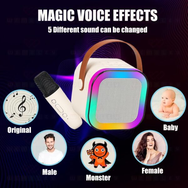 Wembley Rechargeable Karaoke Mic with Speaker for Singing | Wireless Mini Portable Bluetooth Speaker with Microphone & LED Lights | Cute Birthday Gift for Kids Musical Toys for Boys, Girls and Adults - Image 2
