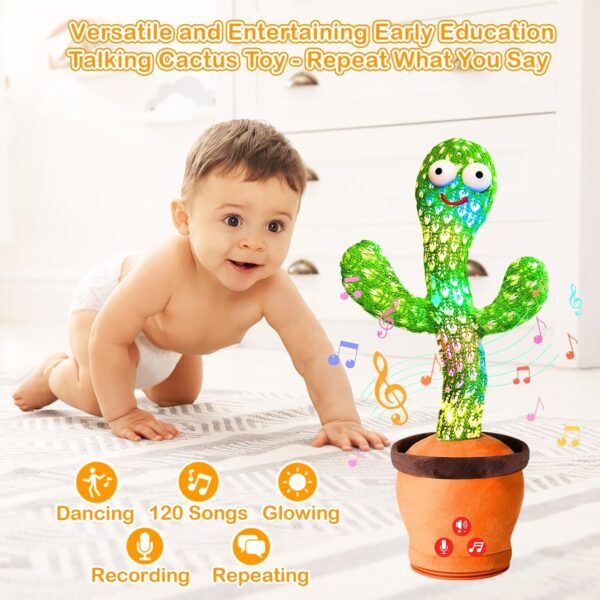 SHINETOY TikTok Dancing Cactus Plush Toy USB Charging,Sing 120pcs Songs,Recording, Repeats What You say, Colored Lights, Gifts for Boys and Girls - Image 4