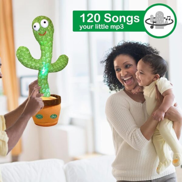 SHINETOY TikTok Dancing Cactus Plush Toy USB Charging,Sing 120pcs Songs,Recording, Repeats What You say, Colored Lights, Gifts for Boys and Girls - Image 6