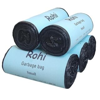 Rohi Garbage Bag Black Garbage Bags for Dustbin | Small - 17×19 inches | 30 Pcs x Pack of 5 Rolls | Perforated Box for Easy Dispensing | For Dry & Wet Waste