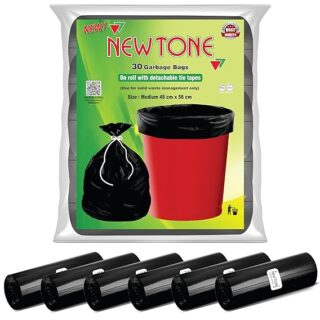 Newtone Premium Garbage Bags Medium Size 19x21 Inches|90 Bags (Pack of 3 Rolls with 30 Bags Each) for Dustbin Bag/Trash Bag - Pouch Packing (Black)