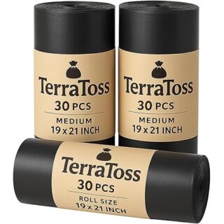 TerraToss Garbage Bags [90 Pcs,19X21 inches] | Dustbin Bags [Pack of 3] 30 Bags/Roll (Medium)